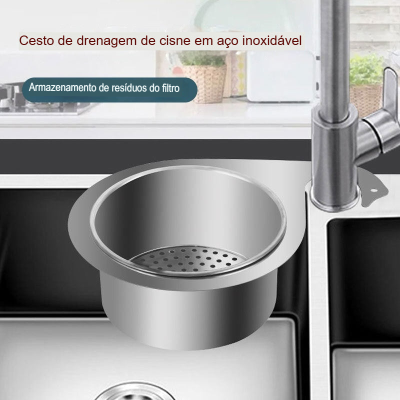Cesto de drenagem de aço inoxidável para pia de cozinha