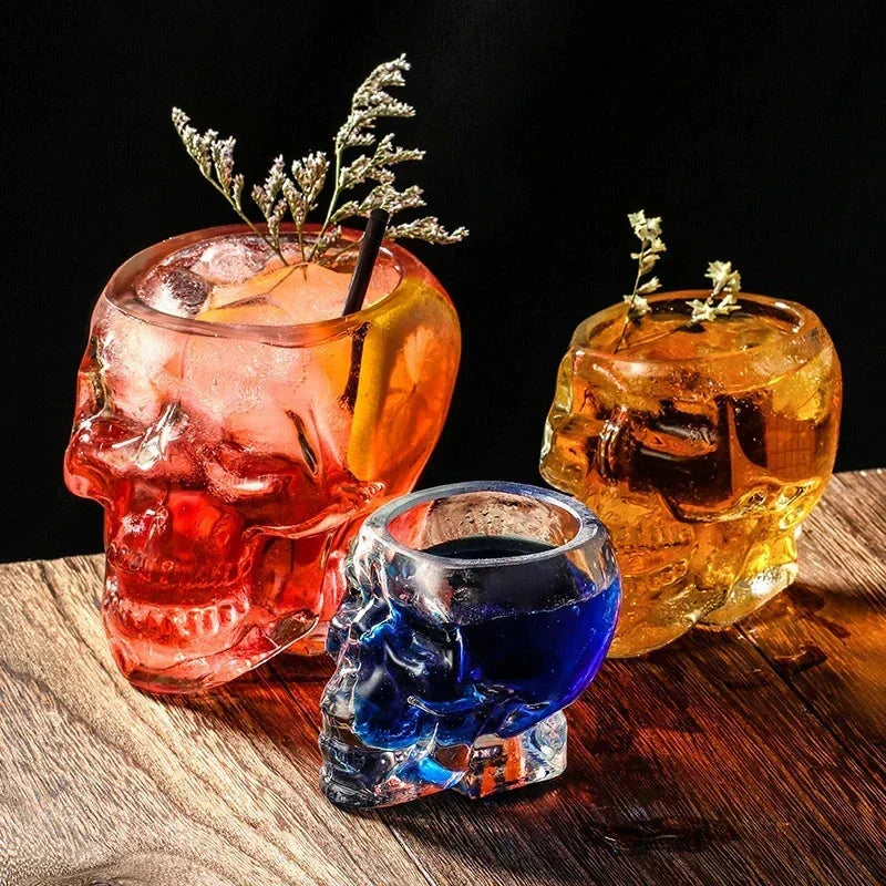 Copo em Formato Caveira de Vidro para Bebidas