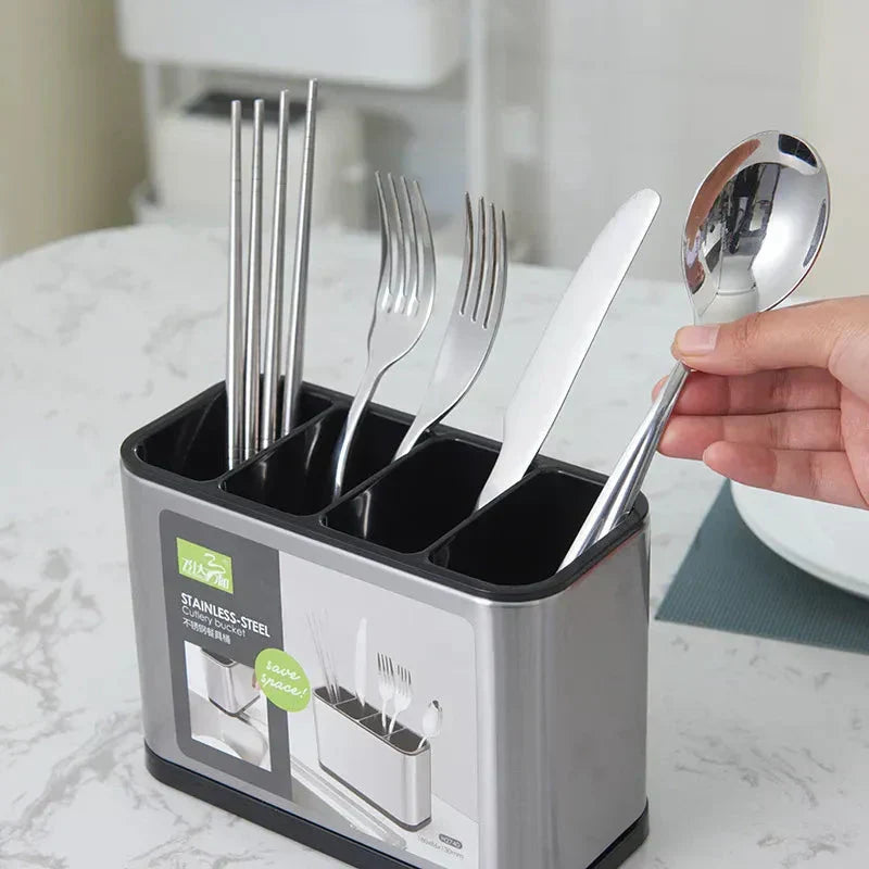 Porta Talheres em Inox - 4 Compartimentos