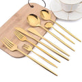 Talheres Dourados de Aço Inoxidável Jogo 24 PCS