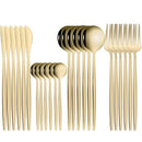 Talheres Dourados de Aço Inoxidável Jogo 24 PCS